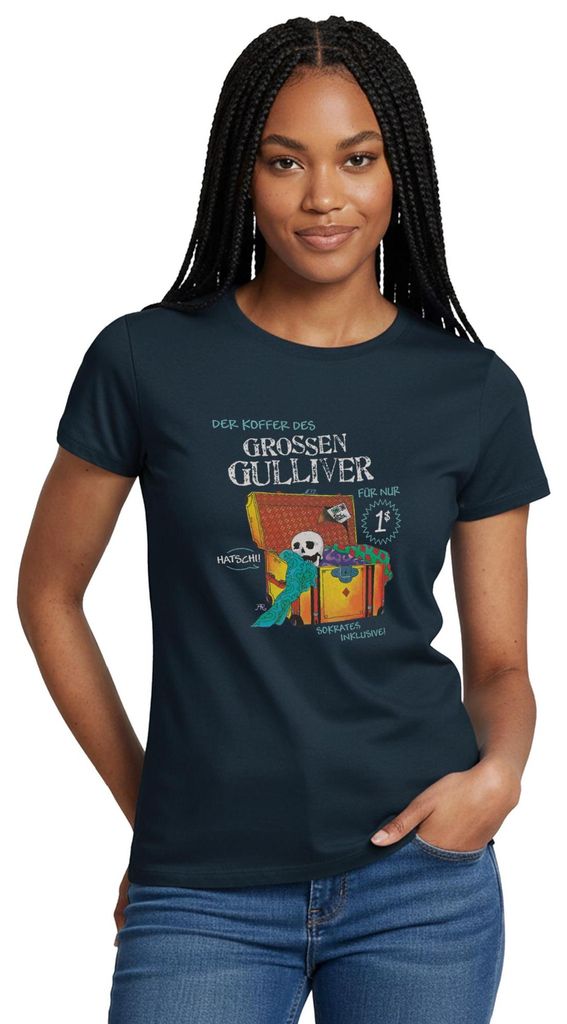 Spreadshirt Die Drei Fragezeichen Und Der Sprechende Totenkopf Frauen T-Shirt, L, Navy