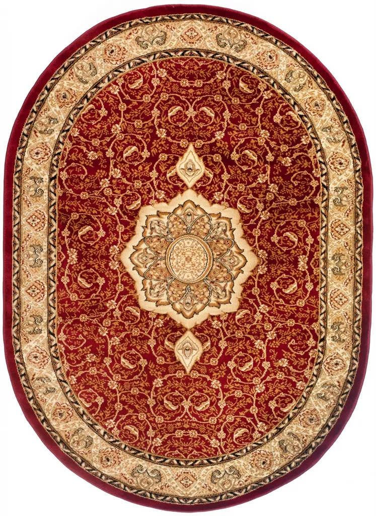 Tapis Salon Ovale 200x300 cm Anti-Poussière et Facile à Nettoyer Rouge