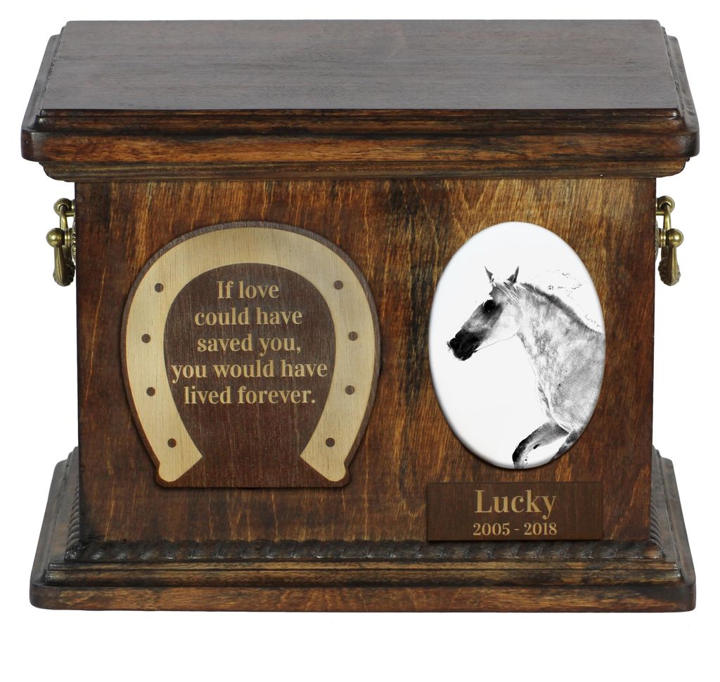 Barb-Pferd - Eine Urne für die Asche eines Pferdes, eine Urne für ein Pferd mit Foto, personalisierte Tierasche-Box von Art-Dog.