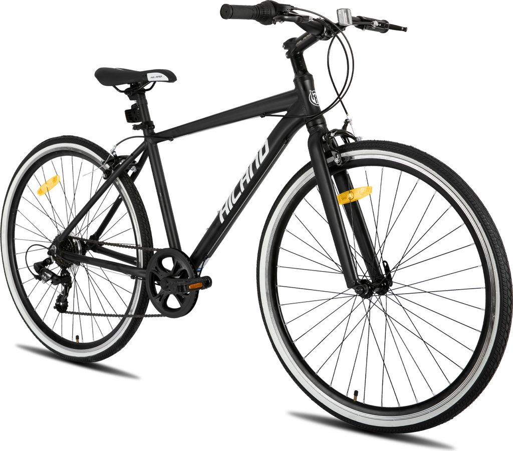 Hiland 700c Cityrad Damenrad Shimano 7 Gang Hybrid Fahrrad Pendlerfahrrad für Frauen 28 Zoll Trekkingrad, Schwarz