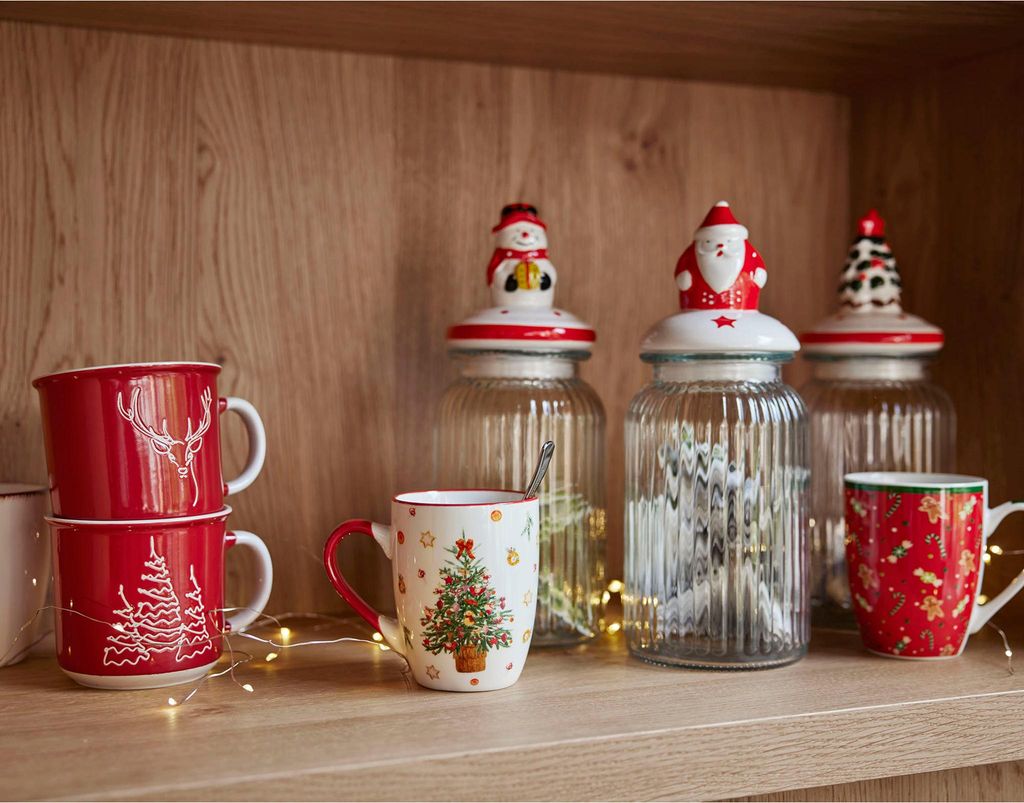 Tasse Porzellan mit Griff 10,5cm Weihnachtsmuster 340ml 1 Produktbild 