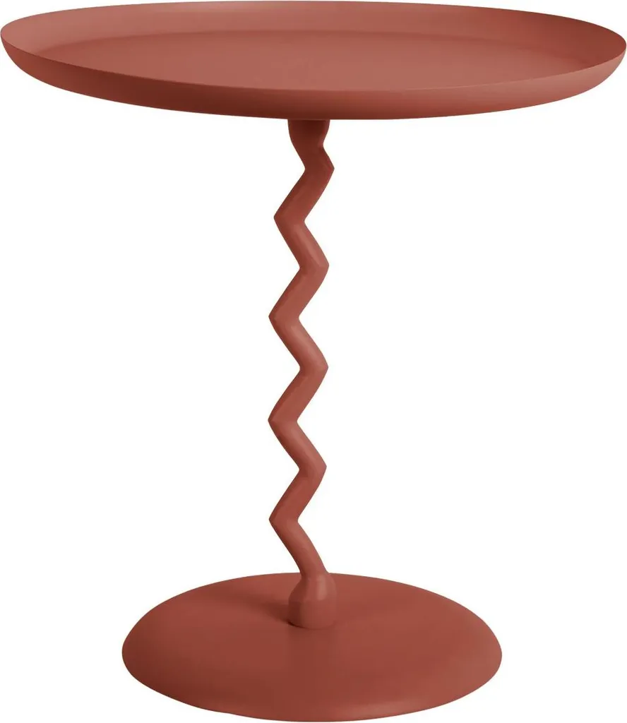 Table d'appoint en métal Zig Zag ocre rouge Ø40cm style géométrique