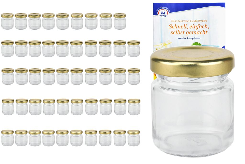 zestaw 50 mini kubeczków 53 ml Do 43 słoiczków ze złotą Zdjęcie produktu 