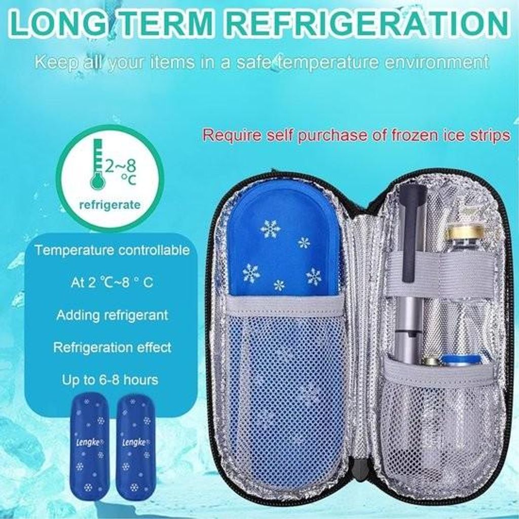 Isolierte Insulintasche, Kühltasche für Insulin, Tragbare Diabetikertasche für Insulinpens, Spritzen, Medikamente (ohne Kühlakku, schwarz)