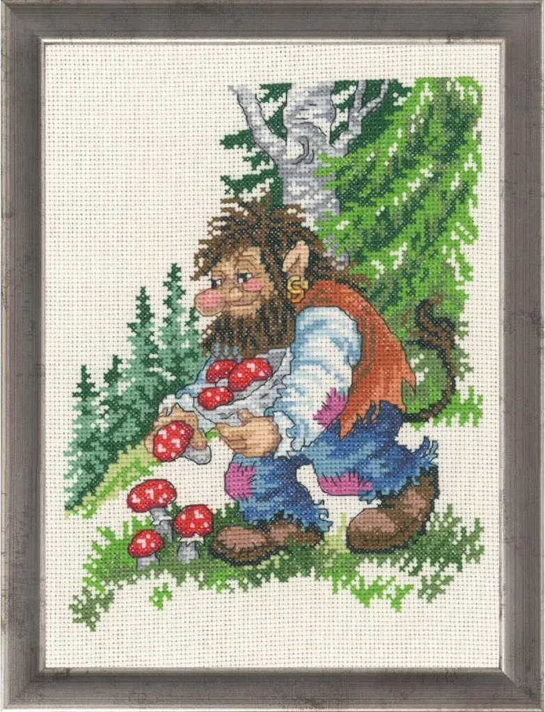 Kit broderie point de croix Trollvater Permin de 21x29 cm complet