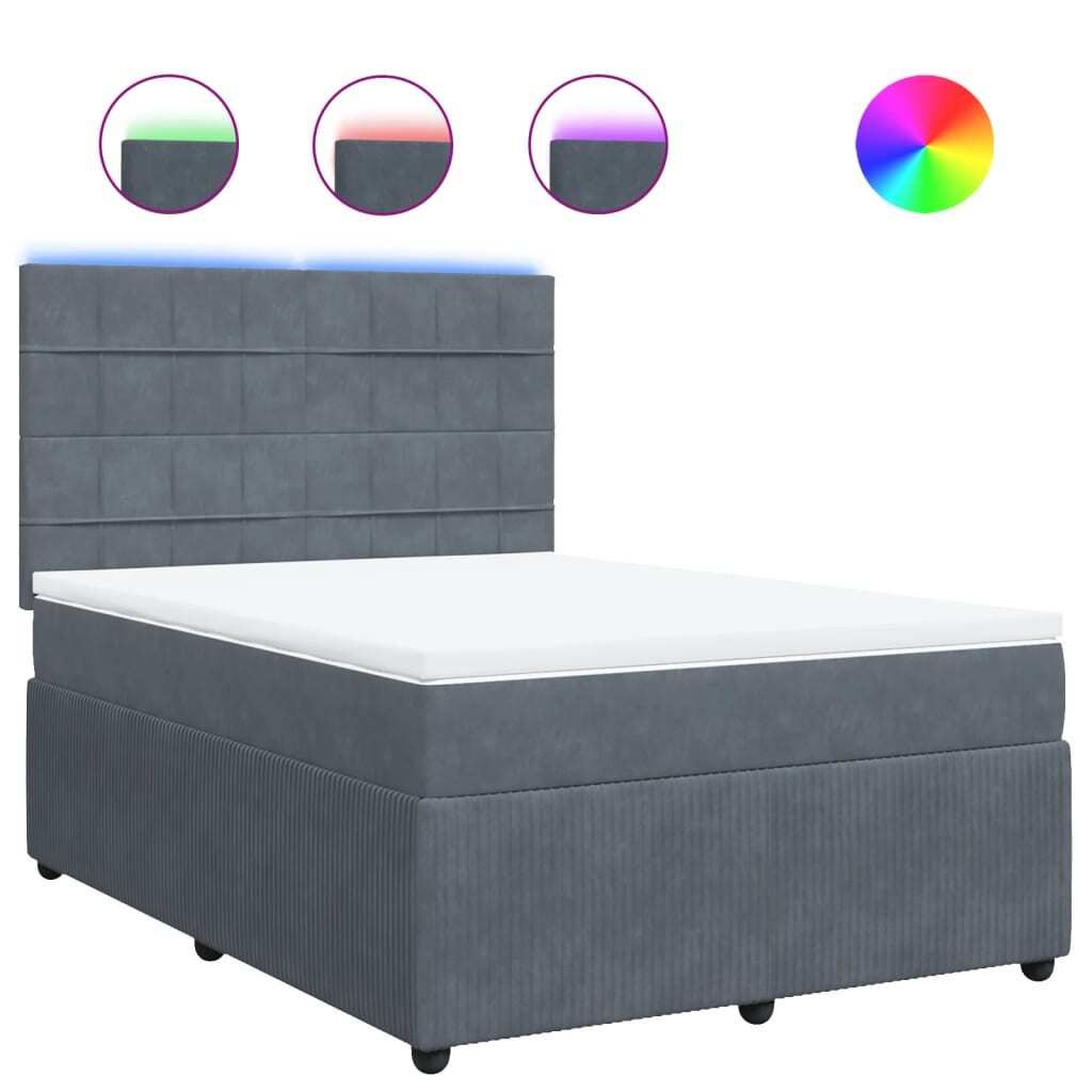 Boxspringbett mit Matratze Dunkelgrau 140x190 cm Samt