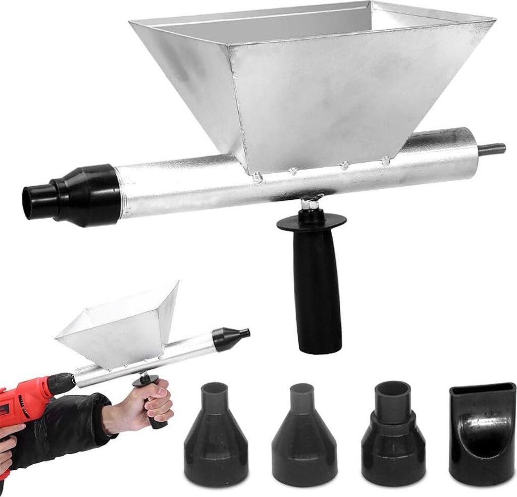 Mörtelspritze mit 4 Düsen für Luftkompressor, Kohlenstoffstahl, ergonomisch, Putzspritzgerät für Stuck, Beton, Bodenmischung, langlebig und vi...
