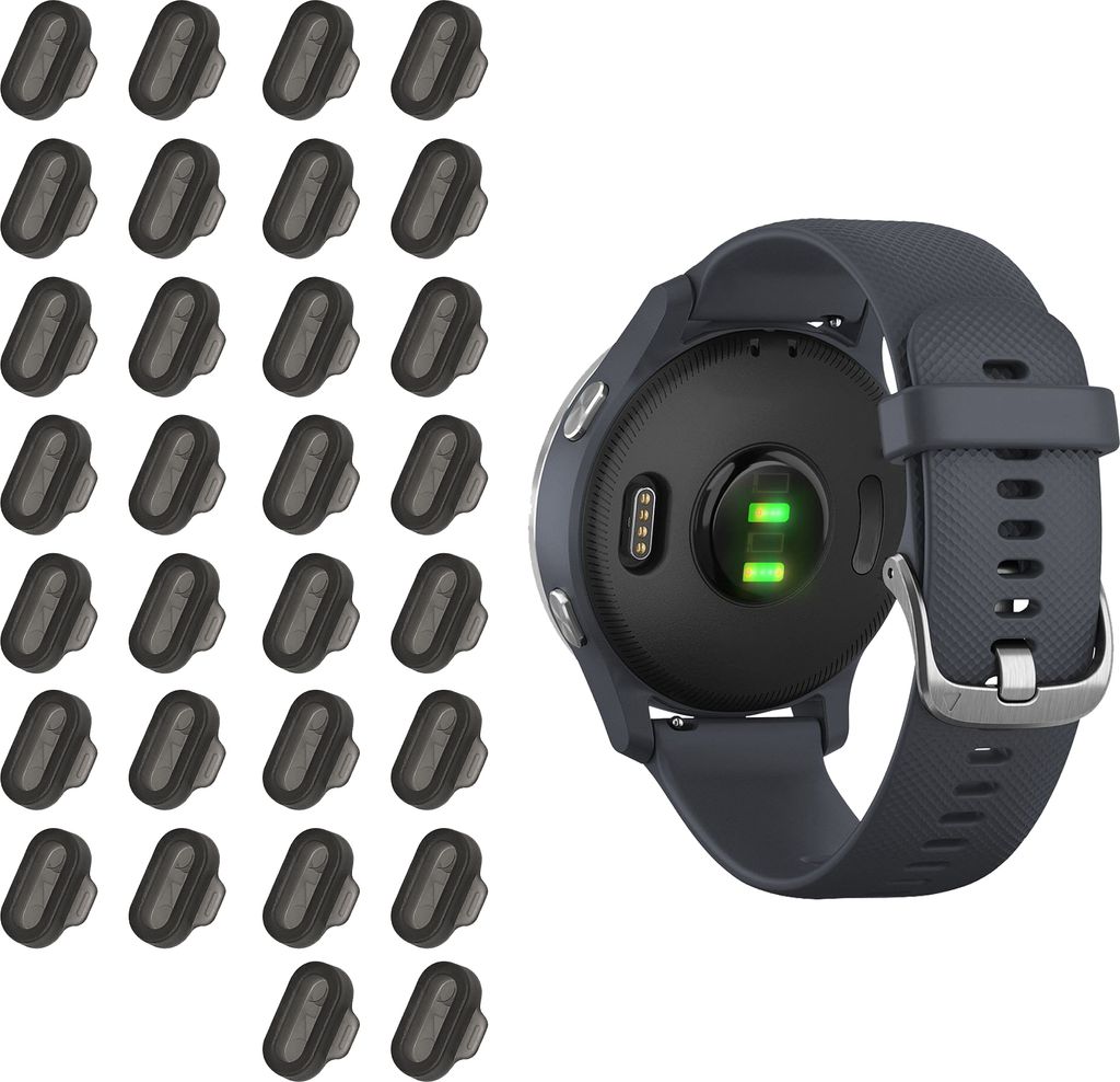 kwmobile 30x Staubschutz kompatibel mit Garmin Venu / Forerunner / Vivomove / Fenix - Staub Stecker Ladebuchse - Abdeckung in Schwarz