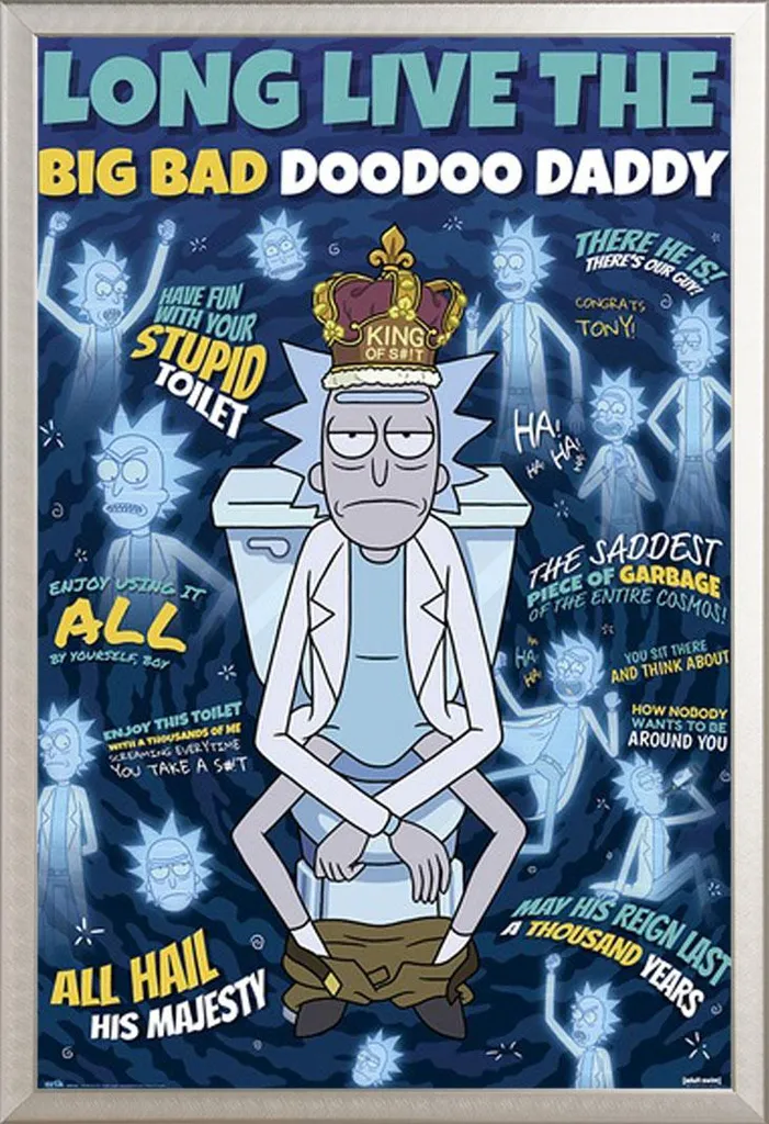 Poster Rick & Morty Doodoo Daddy con Cornice Shinsuke Argento 61x91,5
