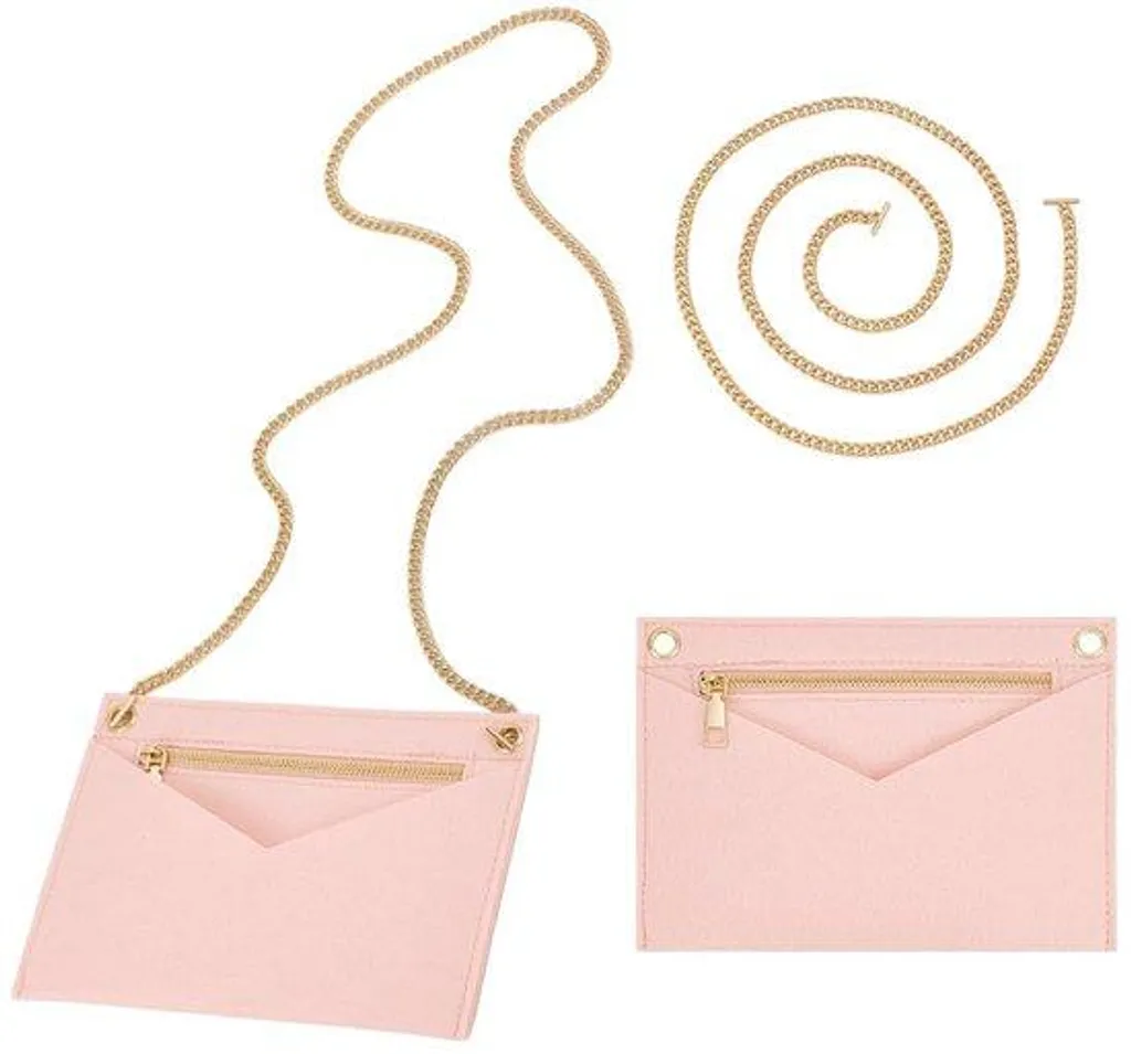 Pochette en feutre rose antichoc et élégante avec détails dorés 22 cm