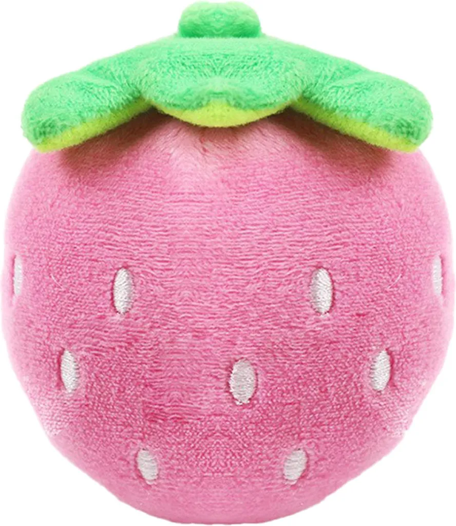 Peluche per cani, cigolante, carino, a forma di fragola, resistente ai morsi, peluche per alleviare la noia e l'ansia, rosa