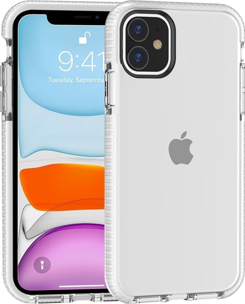 Mobigear Full Bumper iPhone 11 Hülle Hardcase Backcover Stoßfest - Weiß / Transparent