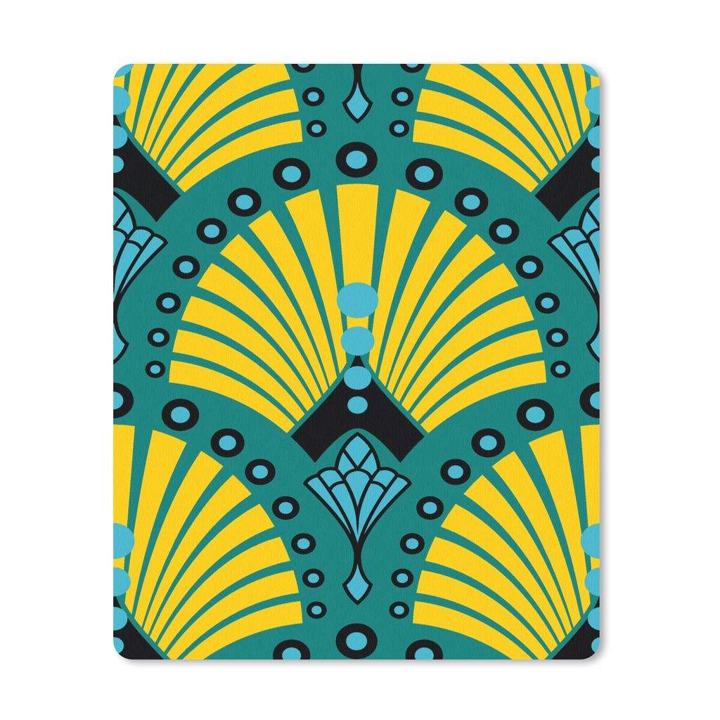 MuchoWow Mauspad Mousepad Art Deco - Muster - Blau - Gelb 19x23 cm - Mousepads - Maus Mat - Pad - Mausunterlage - Mauspads - Spielen