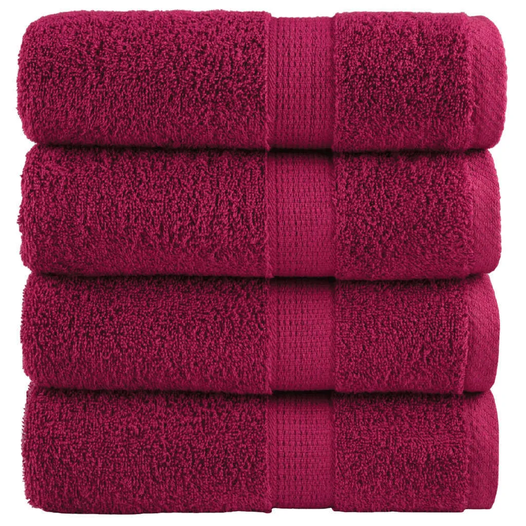 Stock 4 Asciugamani Ospiti SOLUND 600 GSM Bordeaux 30x50 - Cotone