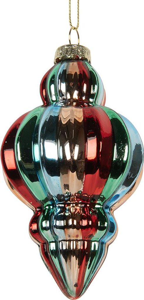 Clayre & Eef Weihnachtskugel Ø 7x12 cm Mehrfarbig Glas Produktbild 