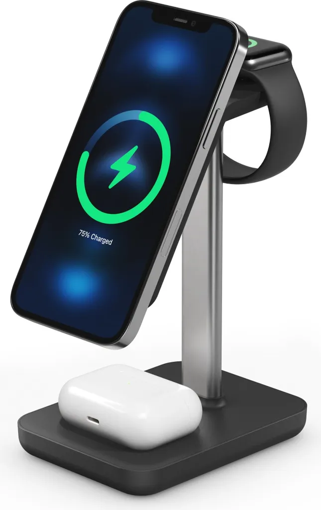 Station de Charge Magnétique MagSafe 3-en-1 Alogic Coloris Noir Mat