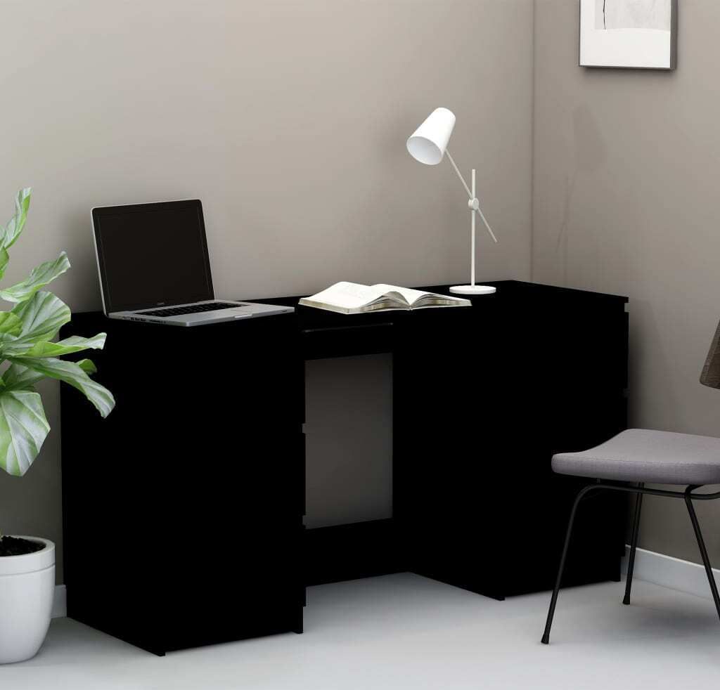Scrivania nera 140x50x77 cm in materiale ligneo Immagine del prodotto 