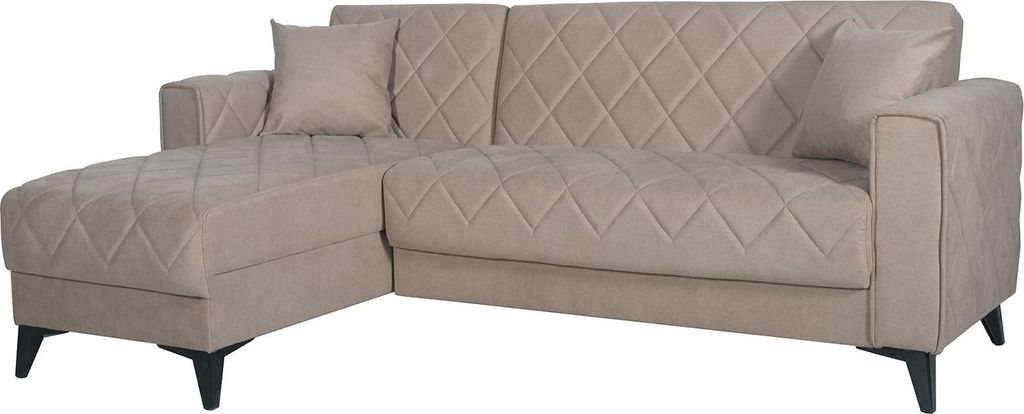 Dmora Ecksofa mit Schlaffunktion Chienes 228x149 cm Dunkelgrau, mit Stauraum