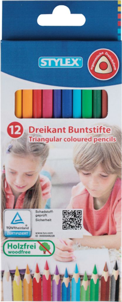 60 Dreikant Buntstifte / 12 verschiedene Farben