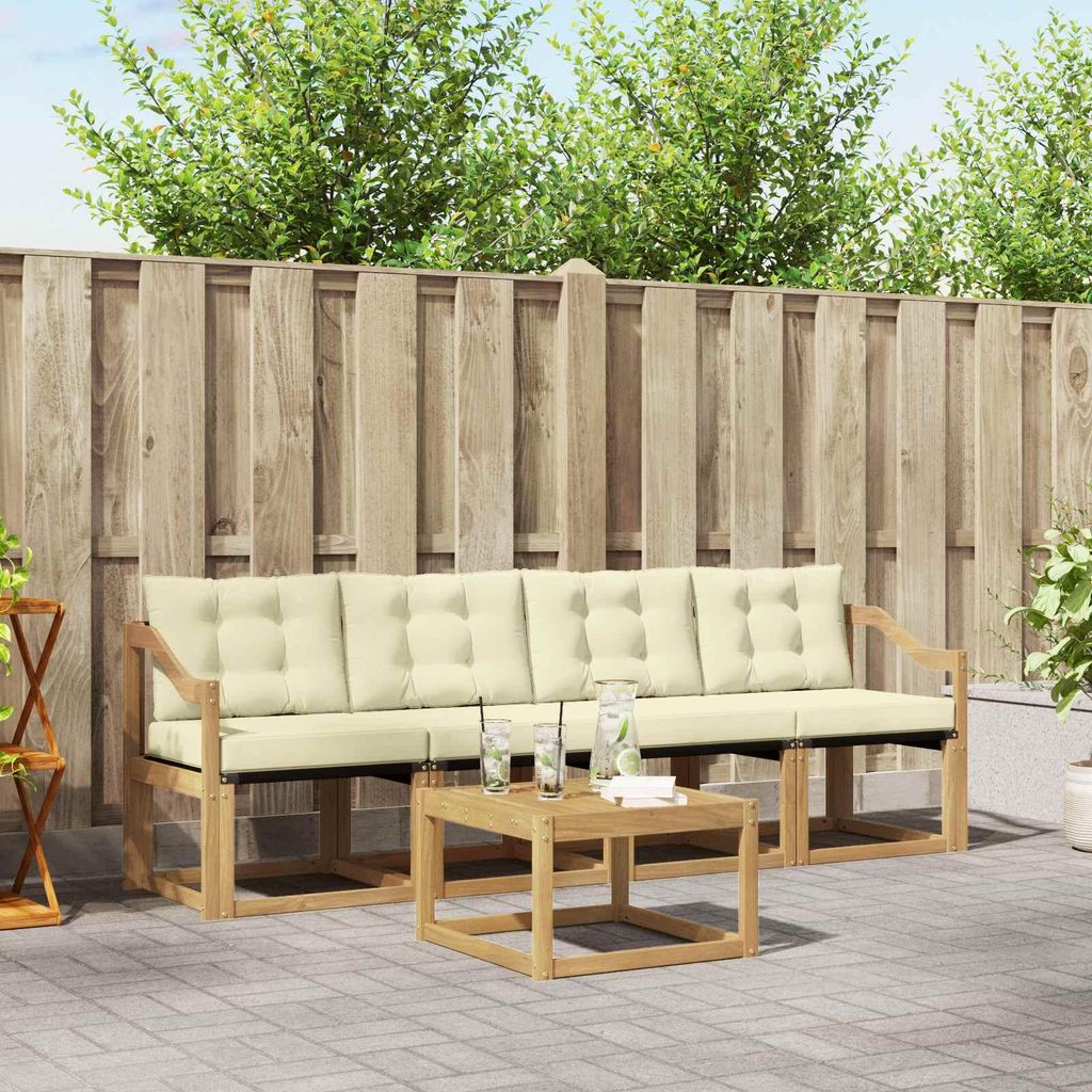 Möbel Outdoor-Sofagarnitur mit Kissen 5 pcs Weiß und CremeGartensofas - Gartensofas c3563