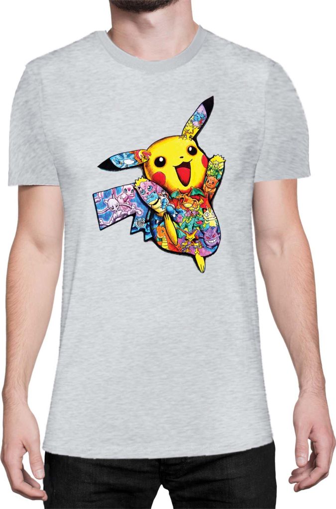 Herren T-Shirt Japan Manga Anime Comics Pokemon 035, Man XL / Grau