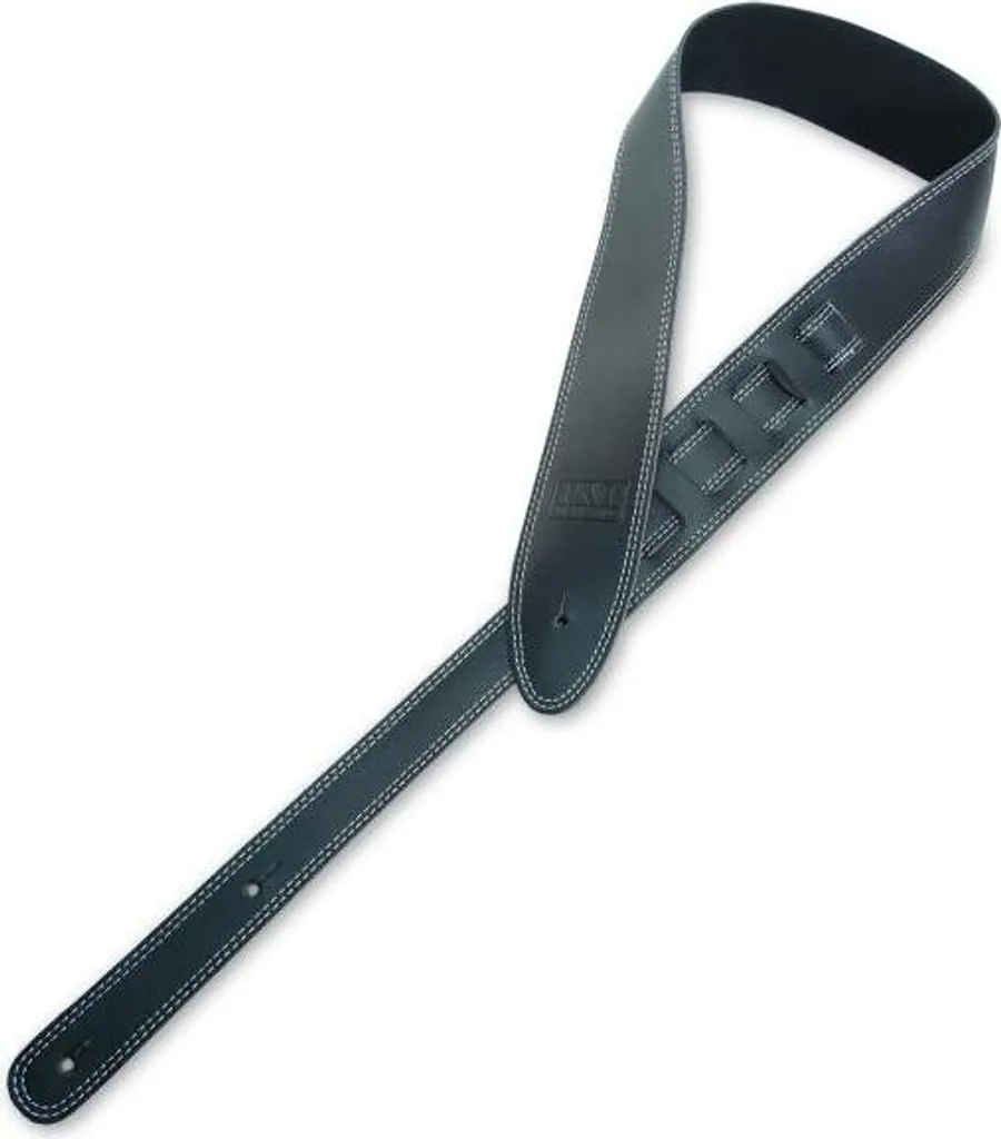 Sangle de guitare cuir véritable avec double couture keepdrum noire - 3