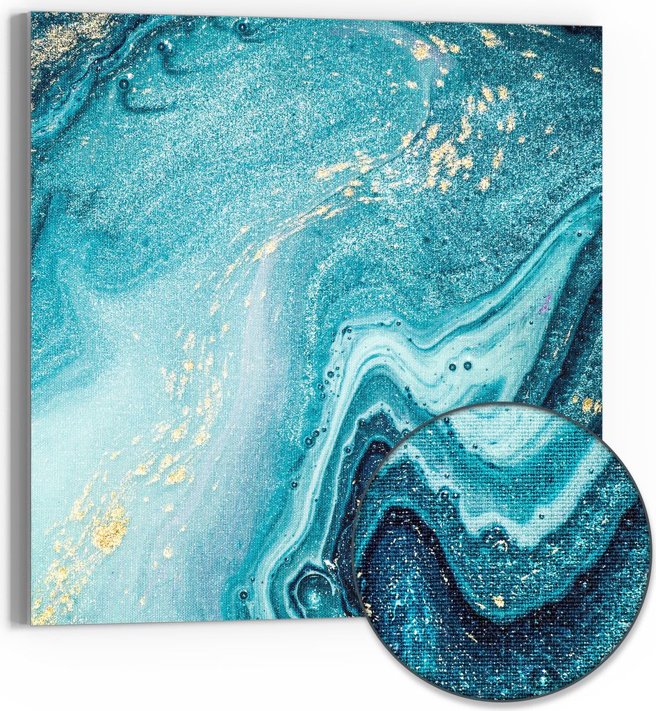 DEQORI Hybrid Leinwand Bild 50x50 cm 'Meer aus Marmor' Wandbild Glas flach modern