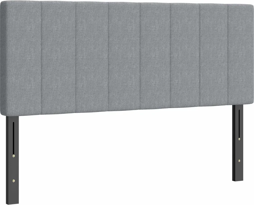 Tête de lit 160 cm réglable en hauteur, lin gris et pieds en acier