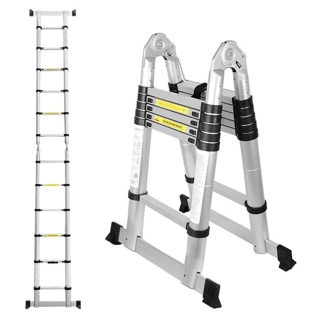 3,8m Alu Stehleiter Anlegeleiter Mehrzweckleiter Teleskopleiter Ladder Leiter