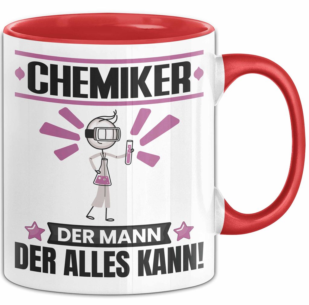 Chemiker Tasse Geschenk für Chemiker Der Mann Der Alles Kann Geschenkidee zum Geburtstag (Rot)