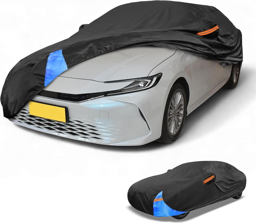 1 Stk. Universal Autoabdeckung Wasserdicht Alle Wetter Automotive Outdoor Schutz Vollständige Außenabdeckung Aluminiumfolie Baumwolle Schwarz Bla...