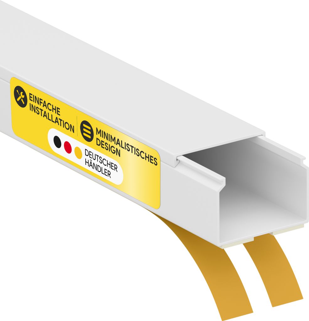 Kabelkanal aus hochwertigem PVC weiß Selbstklebend 2m - 1 Stück - 30x20mm