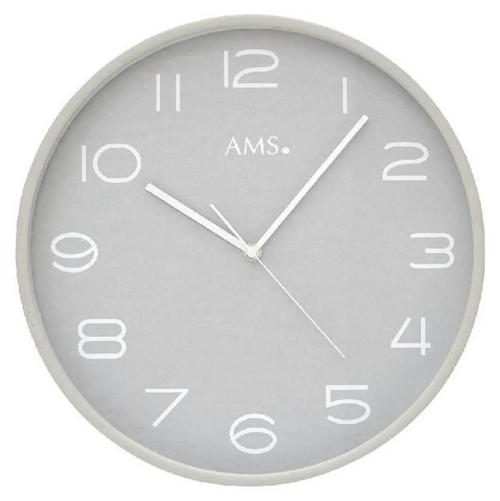 Horloge murale bois gris radio-pilotée AMS 5521 réglage auto