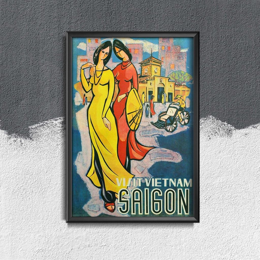 Poster - Canvas - Leinwand - 29,7 cm x 42 cm - Besuchen Vietnam Sagon