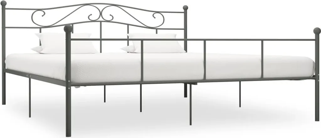 Cadre de lit gris métal 180x200 cm robuste pour chambre adulte moderne