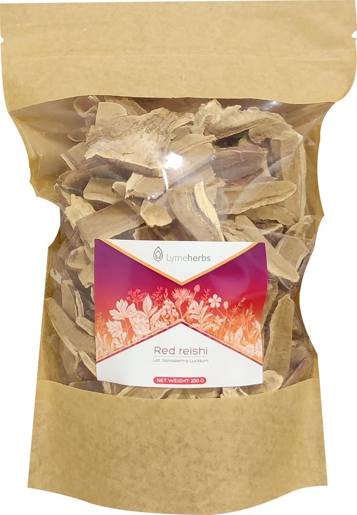 Červená huba reishi, nakrájaná na plátky (250 g) Obrázok produktu 