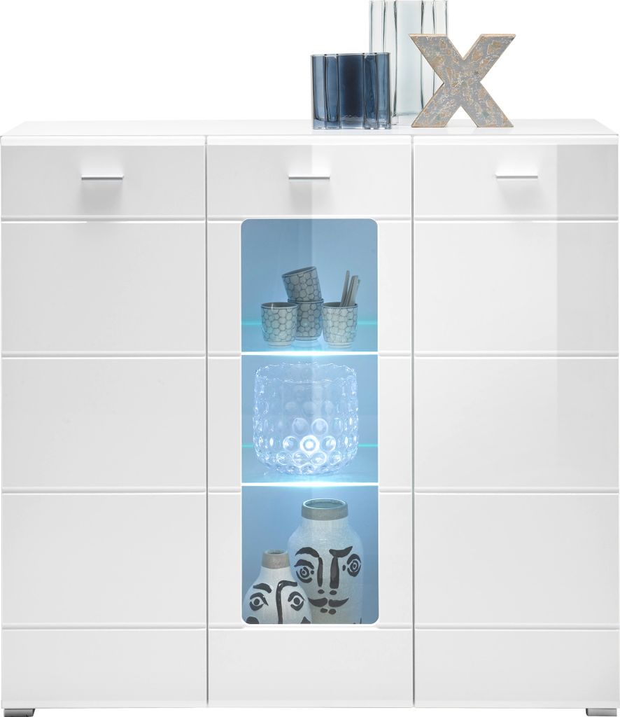 Highboard >Ella< in Weiß - 120x112x42cm (BxHxT) Produktbild 