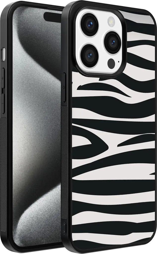 Custodia Protettiva iPhone 15 Pro Max Zebra - TPU Shockproof Nero Bianco