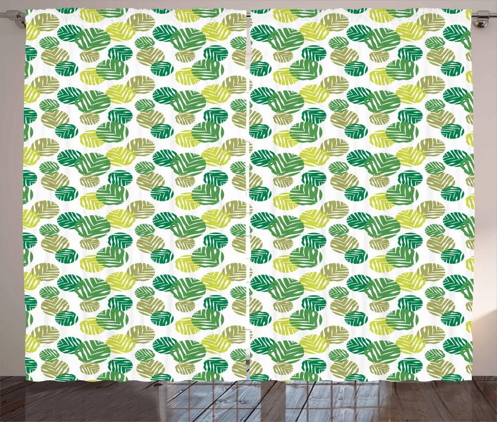 Tenda Soggiorno ABAKUHAUS 280x225 Foglie Tropicali Rustica Verde