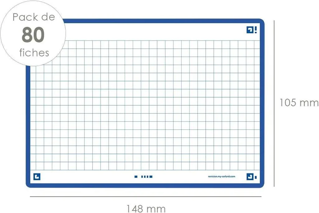 Fiches de révision Oxford Flash 2.0 Bleu Marine A6 - Papier Ligné