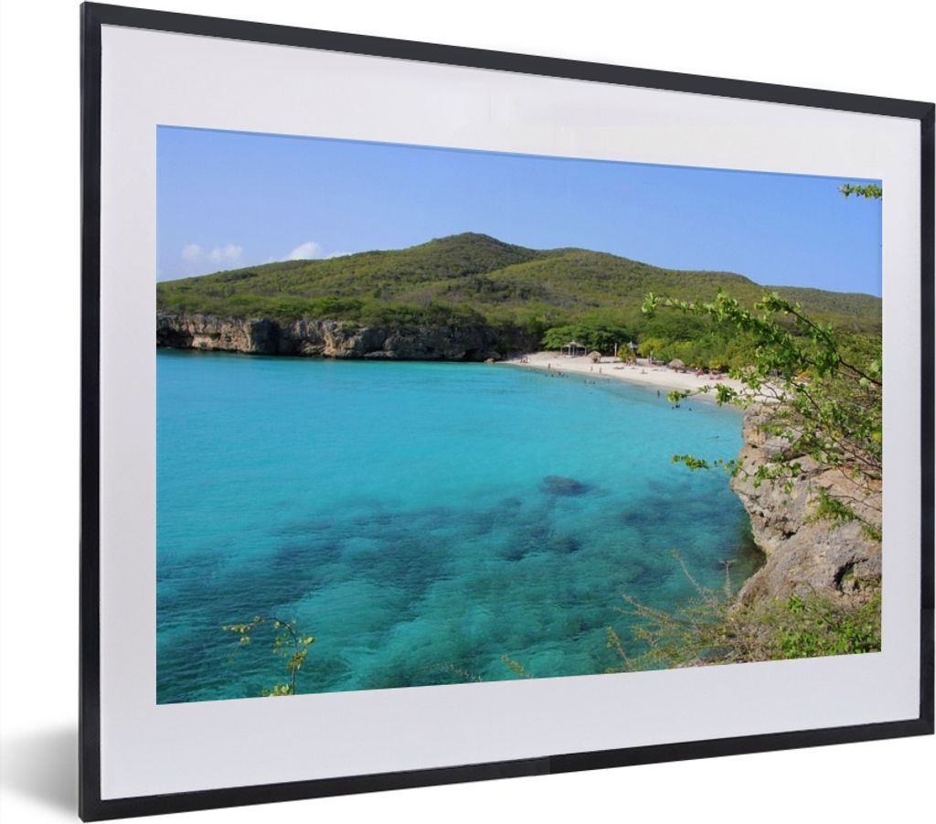 MuchoWow MuchoWow Gerahmtes Poster Strand - Curacao - Insel 40x30 cm - Poster mit zchwarzem Bilderrahmen - Bilderrahmen - Poster im Rahmen
