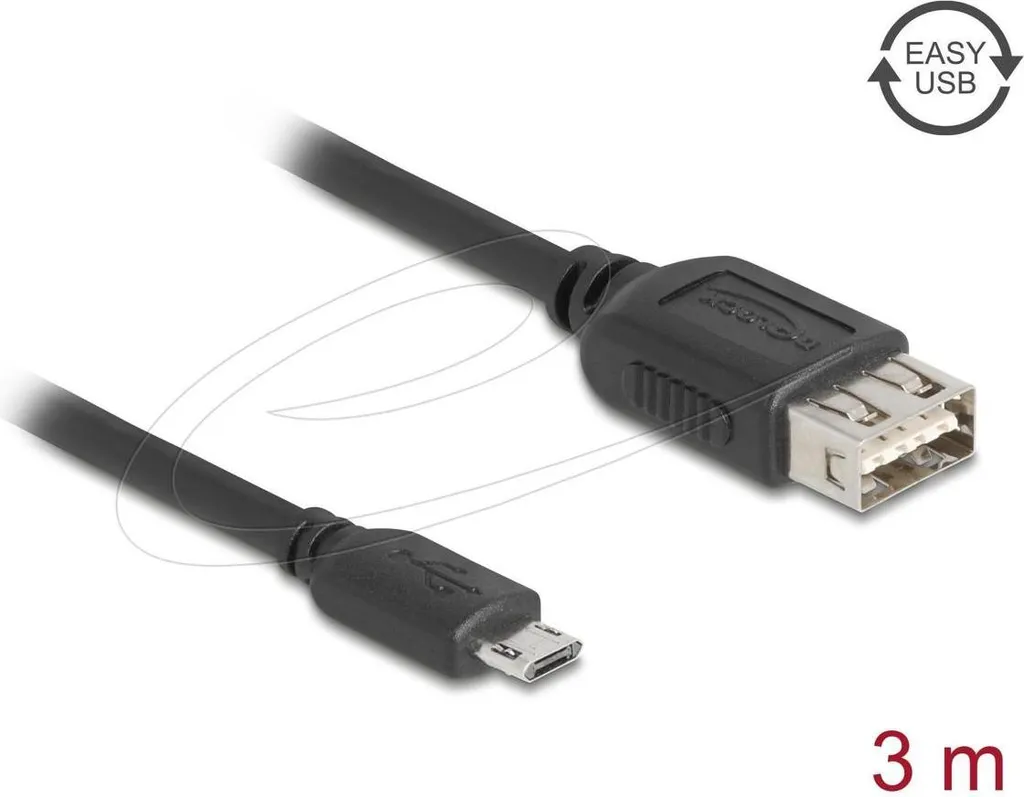 Delock Cavo USB OTG 3m | Micro-B Maschio a USB A Femmina High-Speed
