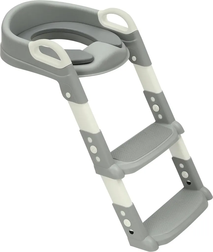Siège de WC enfant pour autonomie toilette escalier antidérapant gris