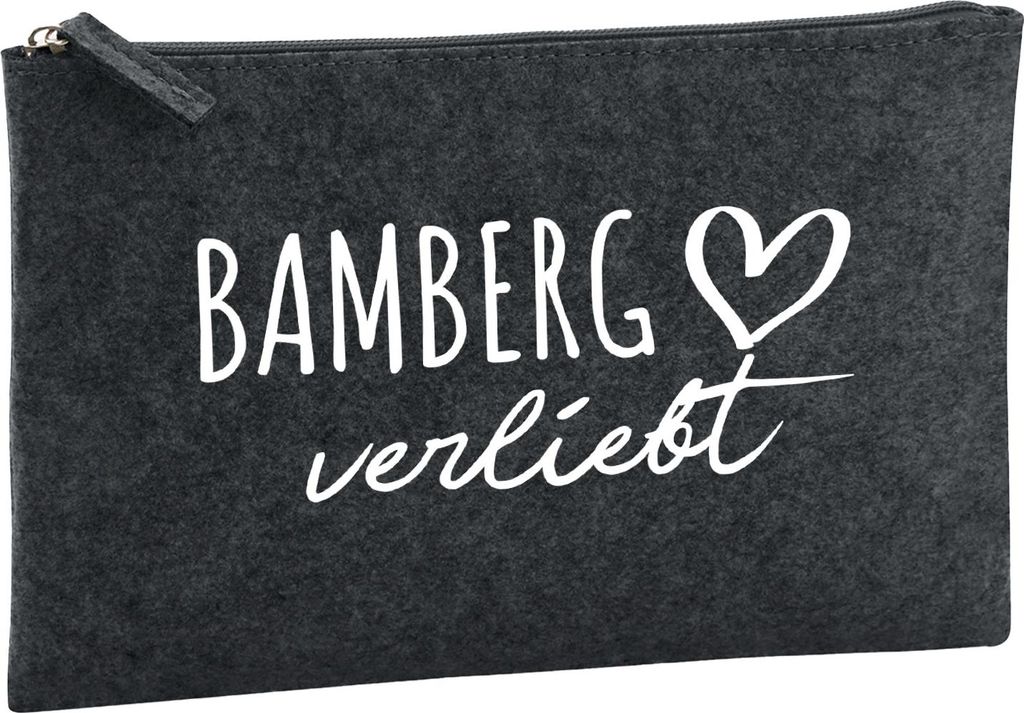 Huuraa Kulturbeutel Bamberg verliebt 1 Liter Charcoal Filz Kosmetiktasche Geschenkidee