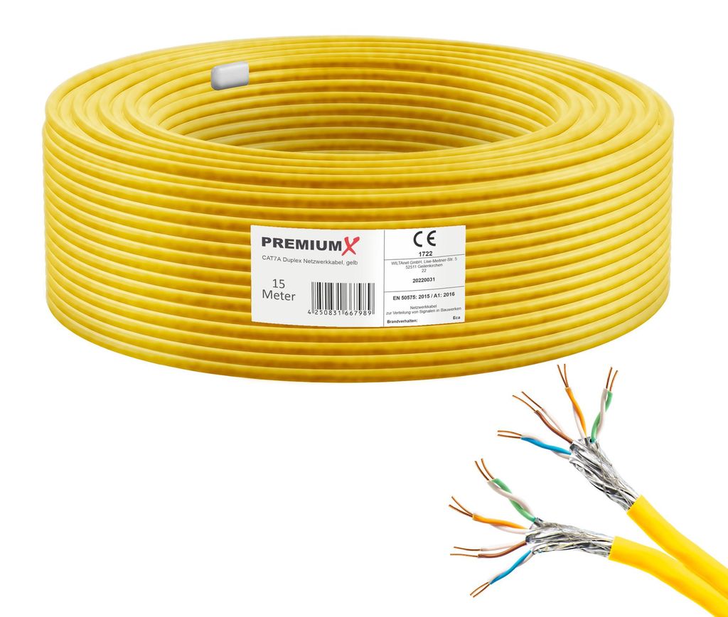 PremiumX 15m CAT 7A Netzwerkkabel Duplex LAN Kabel Ethernet Produktbild 