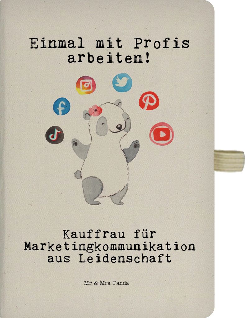 Mr. & Mrs. Panda Journal Kauffrau für Marketingkommunikation Leidenschaft - Transparent - Geschenk, Kladde, Tagebuch, Notizheft, Skizzenbuch, Jubi...