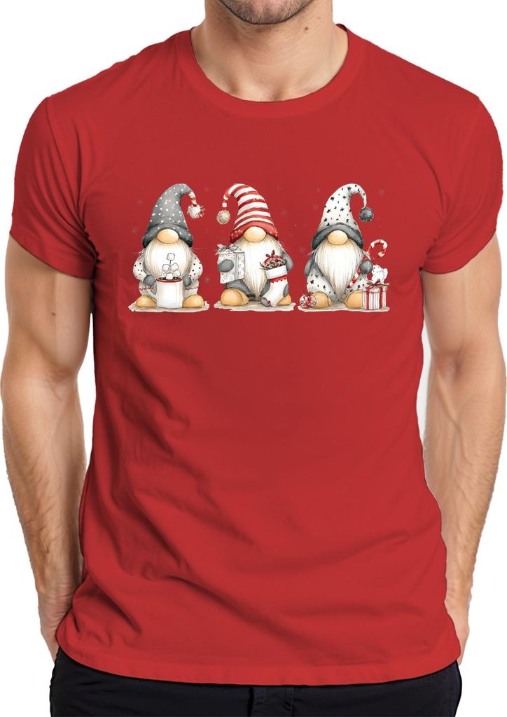 Weihnachtswichtel Gnome Geschenk Weihnachten Niedlich Herren T-Shirt, Rot, L