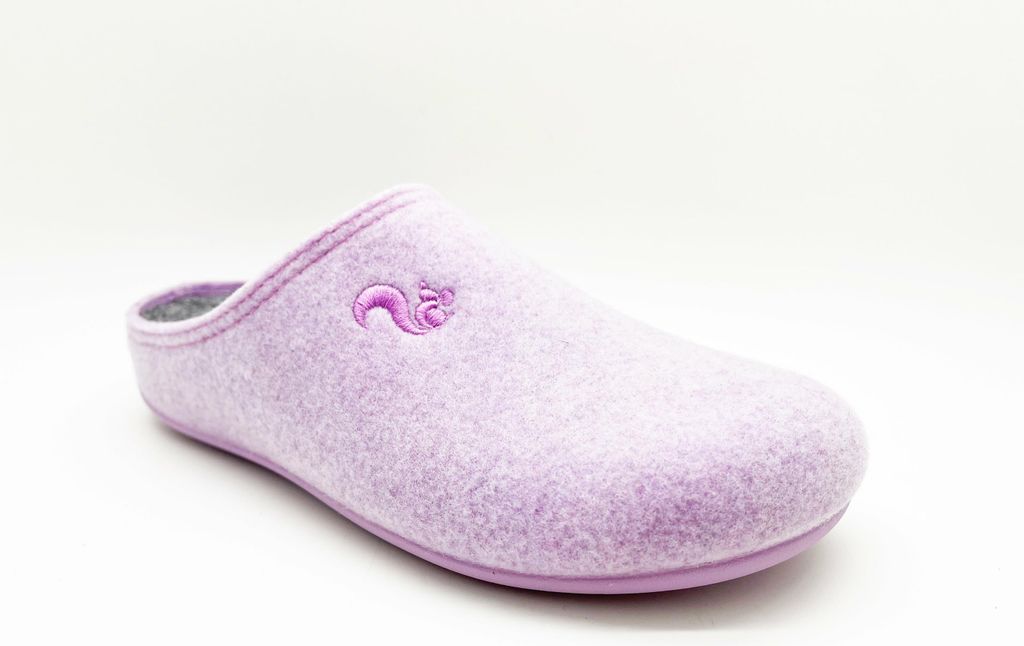 Kinder Slipper aus recyceltem PET-Filz, vegan, ultraleicht, mit rutschfester Gummisohle, lila