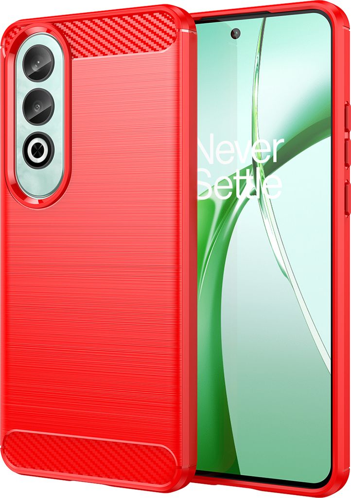 Hülle für OnePlus Nord CE4 Carbon-Faser Weich TPU Silikon Stoßfest Handyhülle Rot
