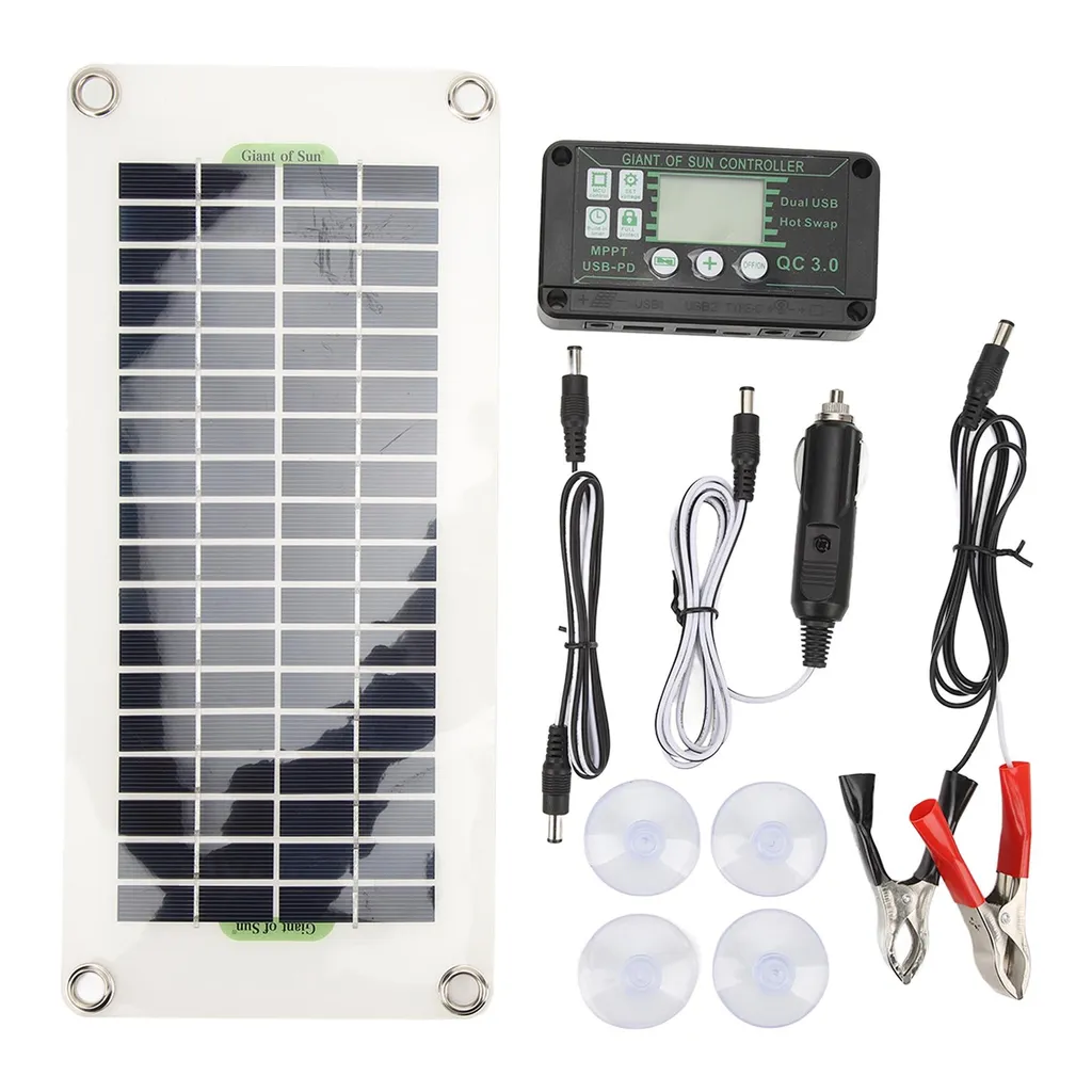 Kit Fotovoltaico Camper 30W 12V: Pannello PET Polisilicio + Regolatore 50A